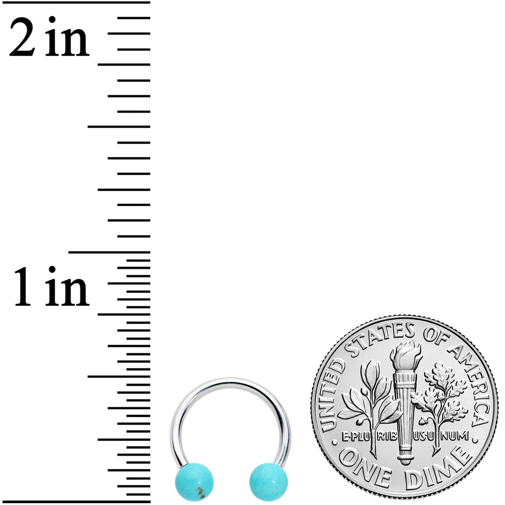16G 3/8 Lt Blue Stone Ball End Internally Threaded Horseshoe