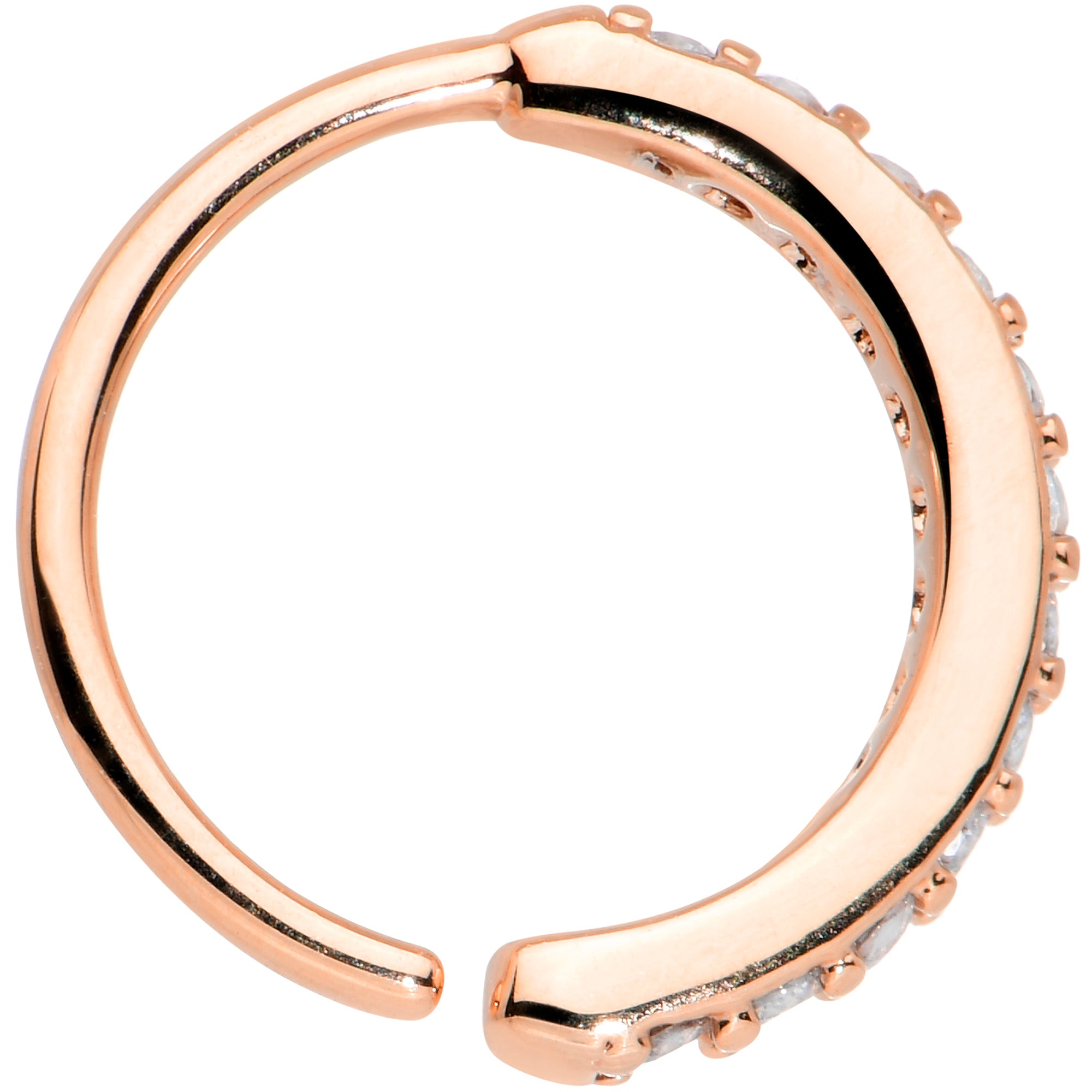20G 5/16 Clear CZ Gem Rose Gold Tone Forward Facing Nose Hoop