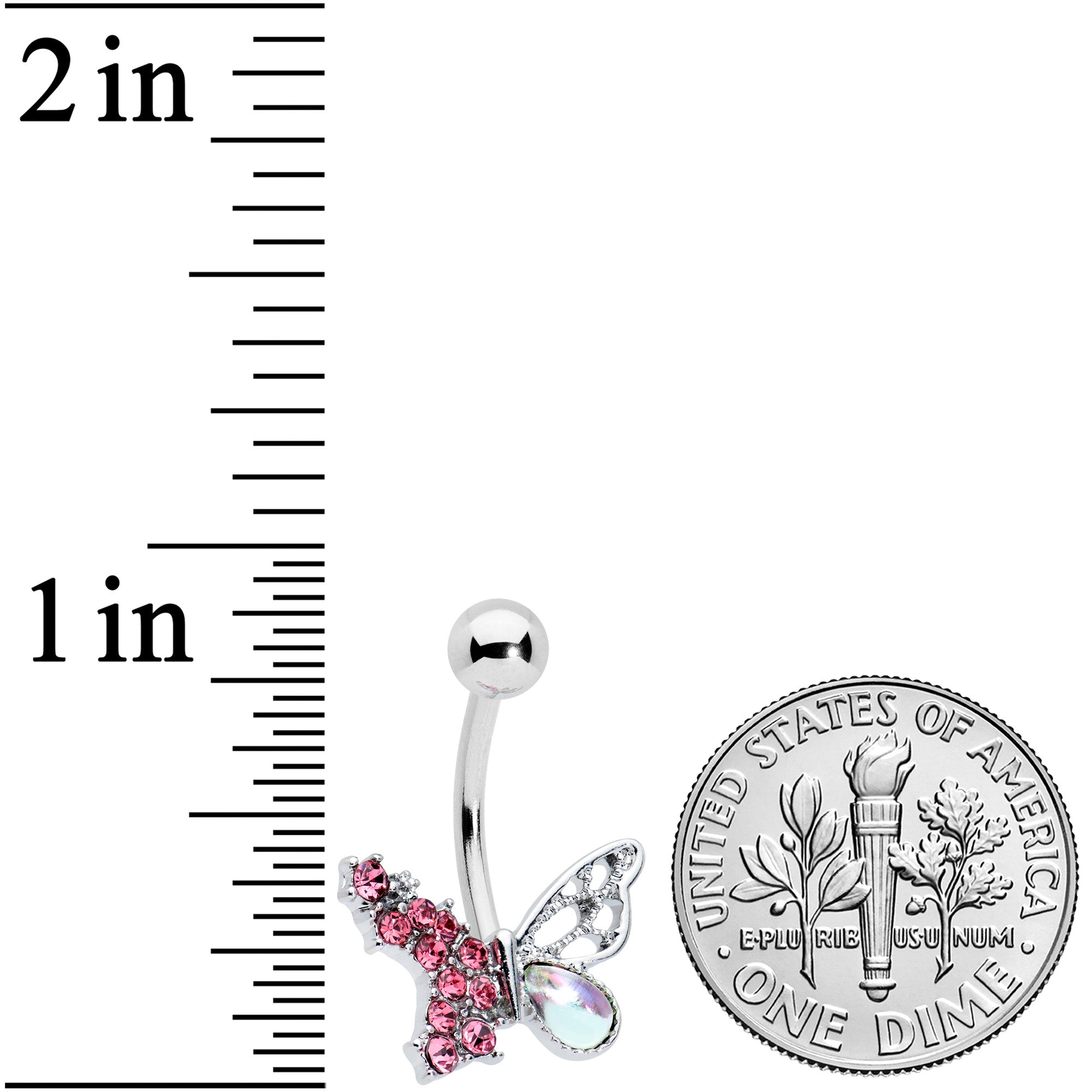 Pink Aurora Gem Super Glam Butterfly Belly Ring