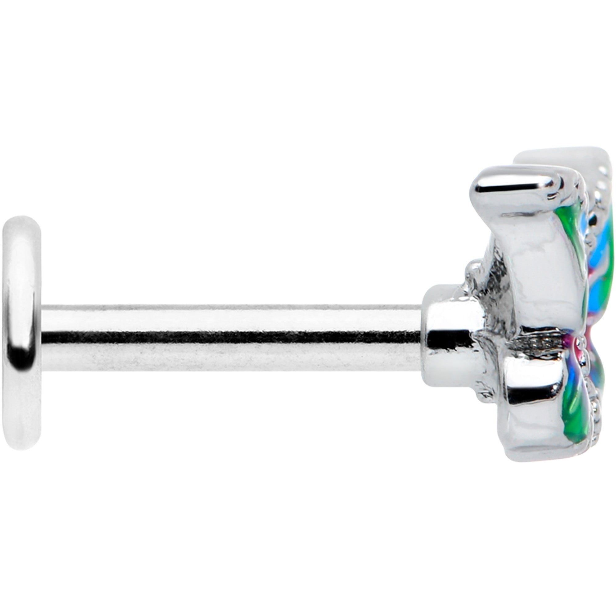 16G 1/4 Bright Beauty Textured Butterfly Labret Monroe Tragus