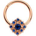16G 3/8 Blue Gem Rose Gold Tone Night Star Hinged Segment Ring
