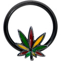 16G 3/8 Black Multicolor Pot Leaf BCR Captive Bead Ring