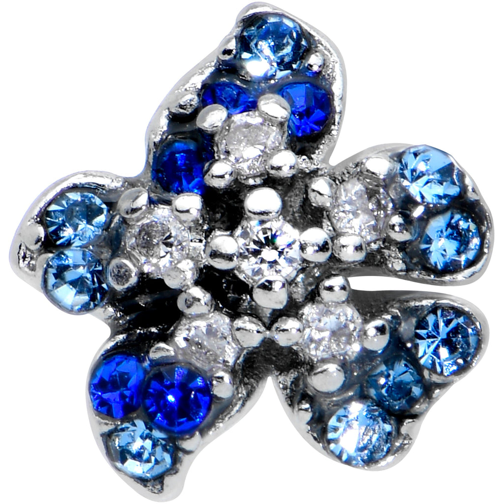16G 1/4 Clear Blue Gem Evening Flower Cartilage Tragus Earring