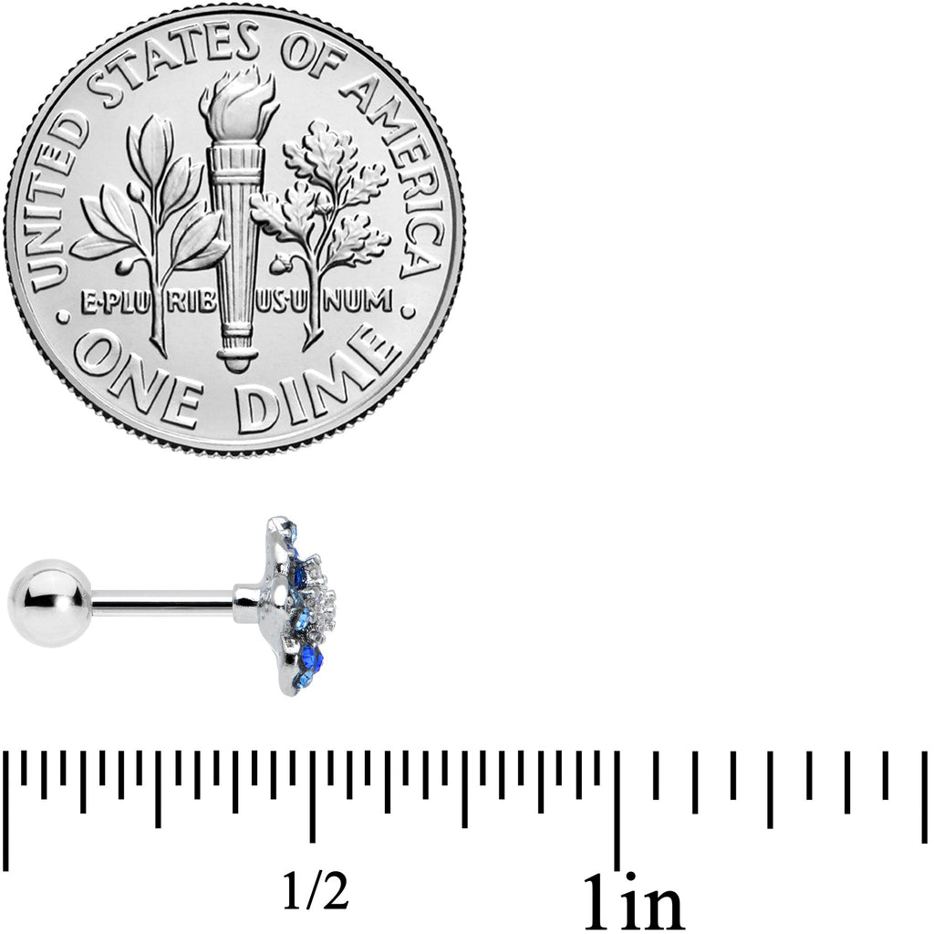 16G 1/4 Clear Blue Gem Evening Flower Cartilage Tragus Earring