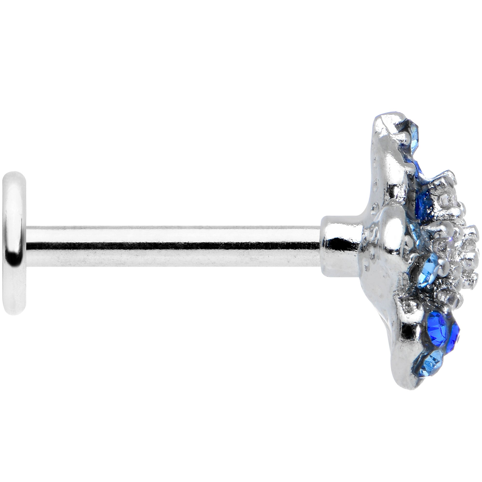 16G 5/16 Clear Blue Gem Evening Flower Labret Monroe Tragus