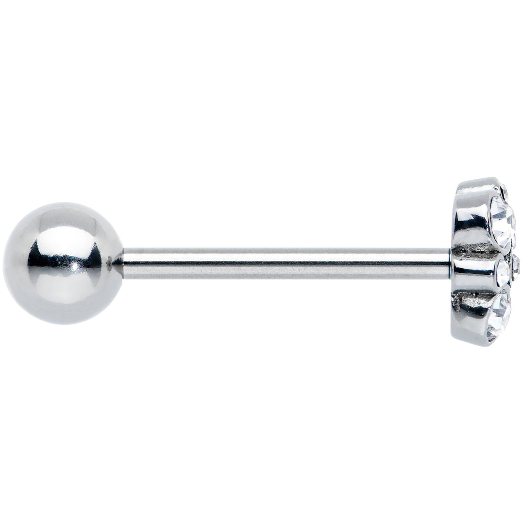 Clear CZ Gem Cluster Top Barbell Tongue Ring