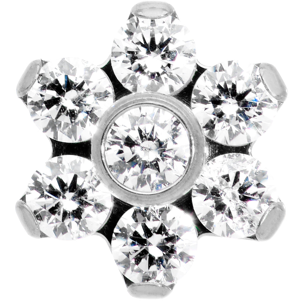 16G 5/16 Clear CZ Gem G23 Titanium Flower Labret Monroe Tragus