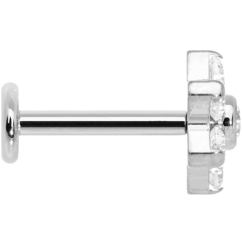 16G 5/16 Clear CZ Gem G23 Titanium Flower Labret Monroe Tragus