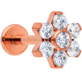 16G 5/16 Clear CZ Gem Rose Gold Hue G23 Titanium Flower Labret