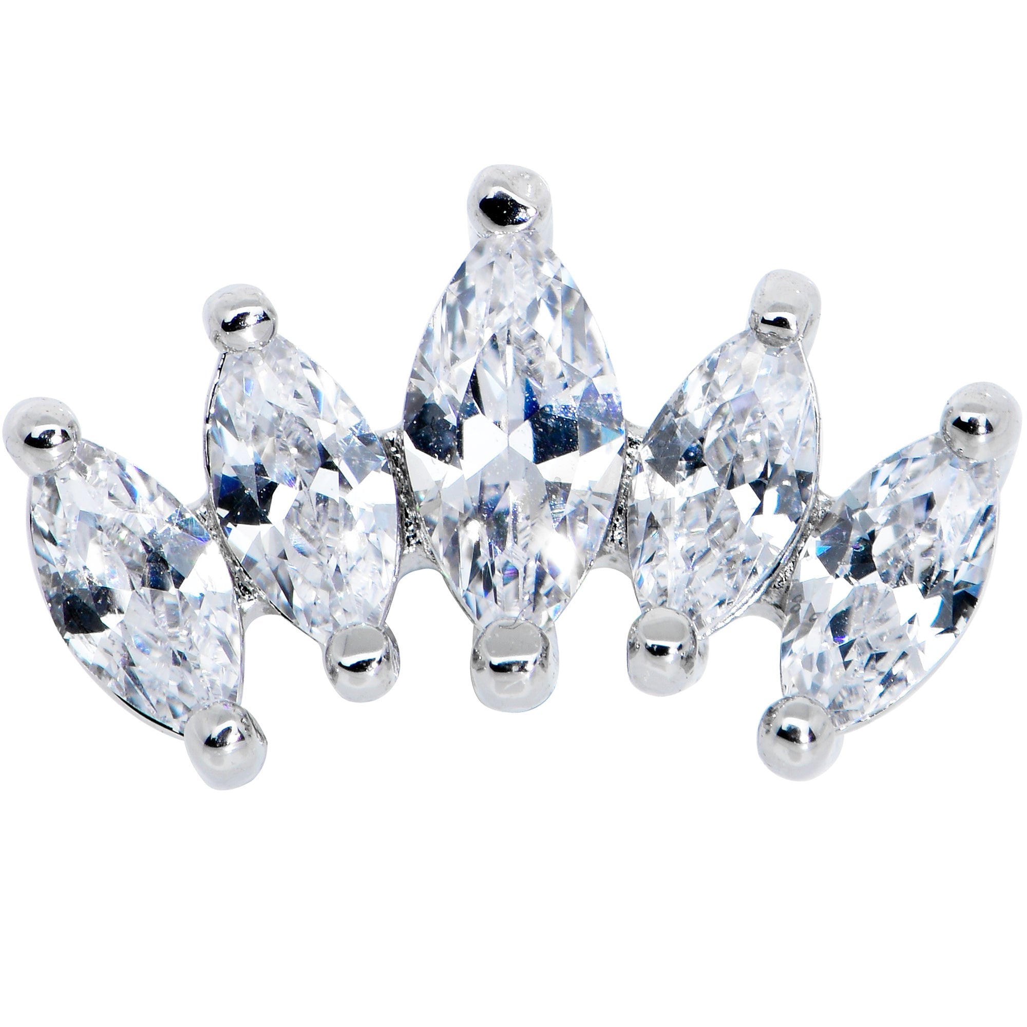 16G 1/4 Clear CZ Gem Fan Internally Threaded Labret Monroe Tragus