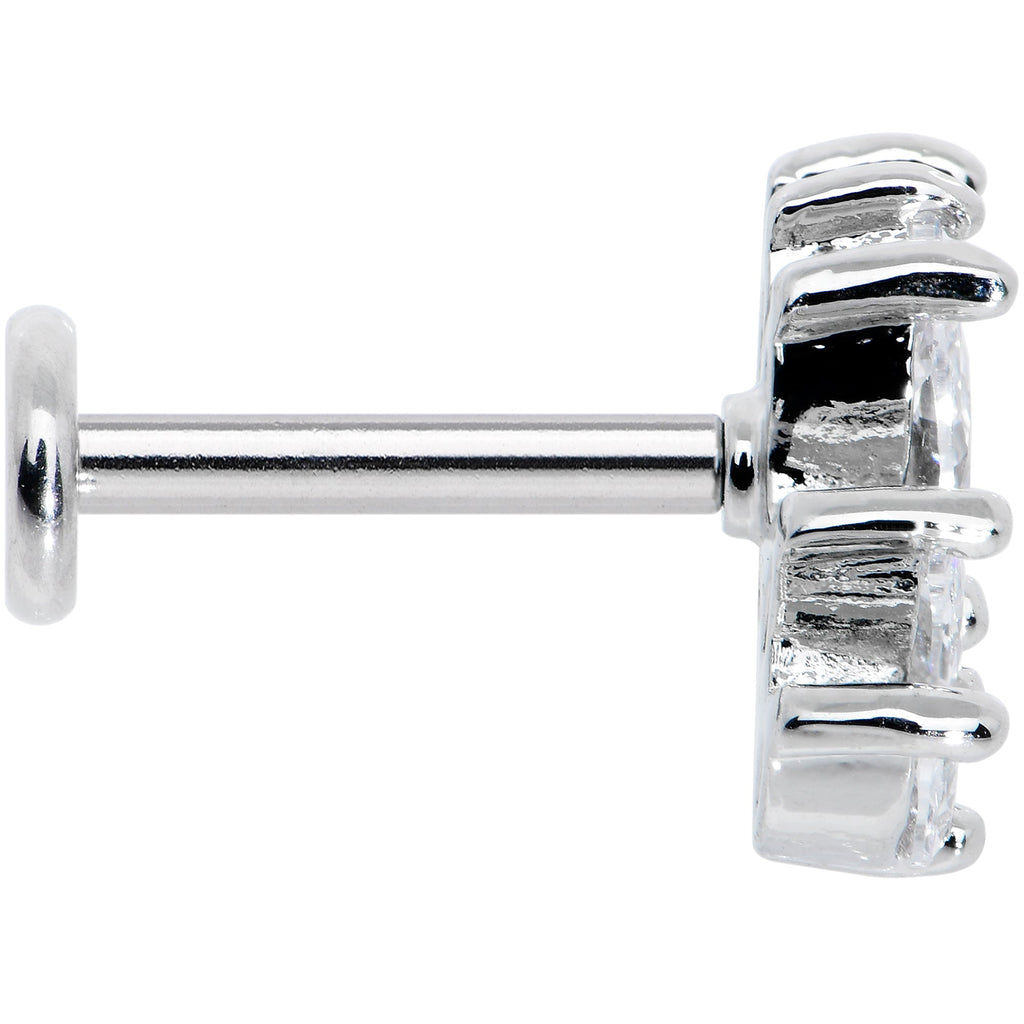 16G 5/16 Clear CZ Gem Fan Internally Thread Labret Monroe Tragus
