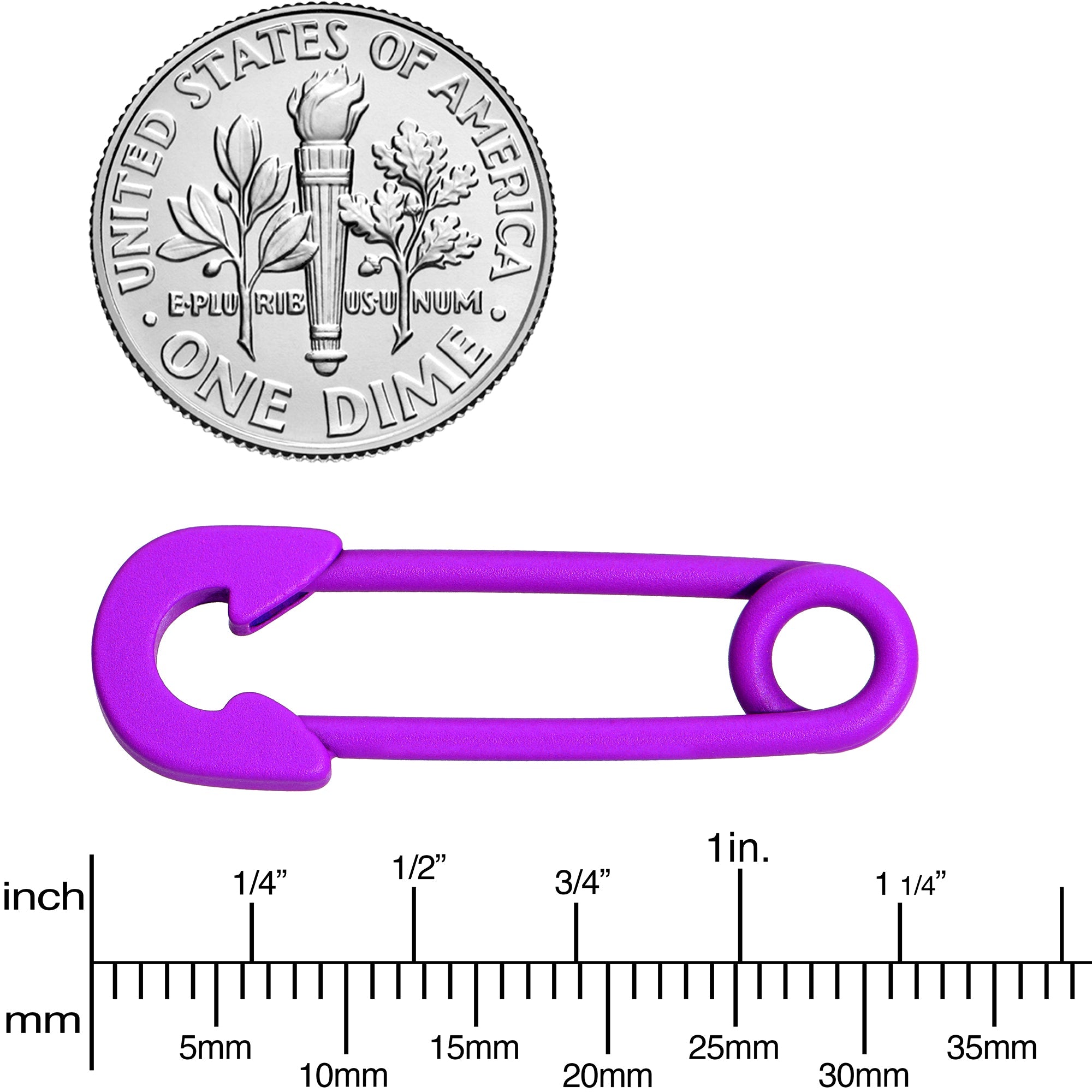 14G 3/4 Purple Matte Punk Safety Pin Barbell Nipple Ring Set