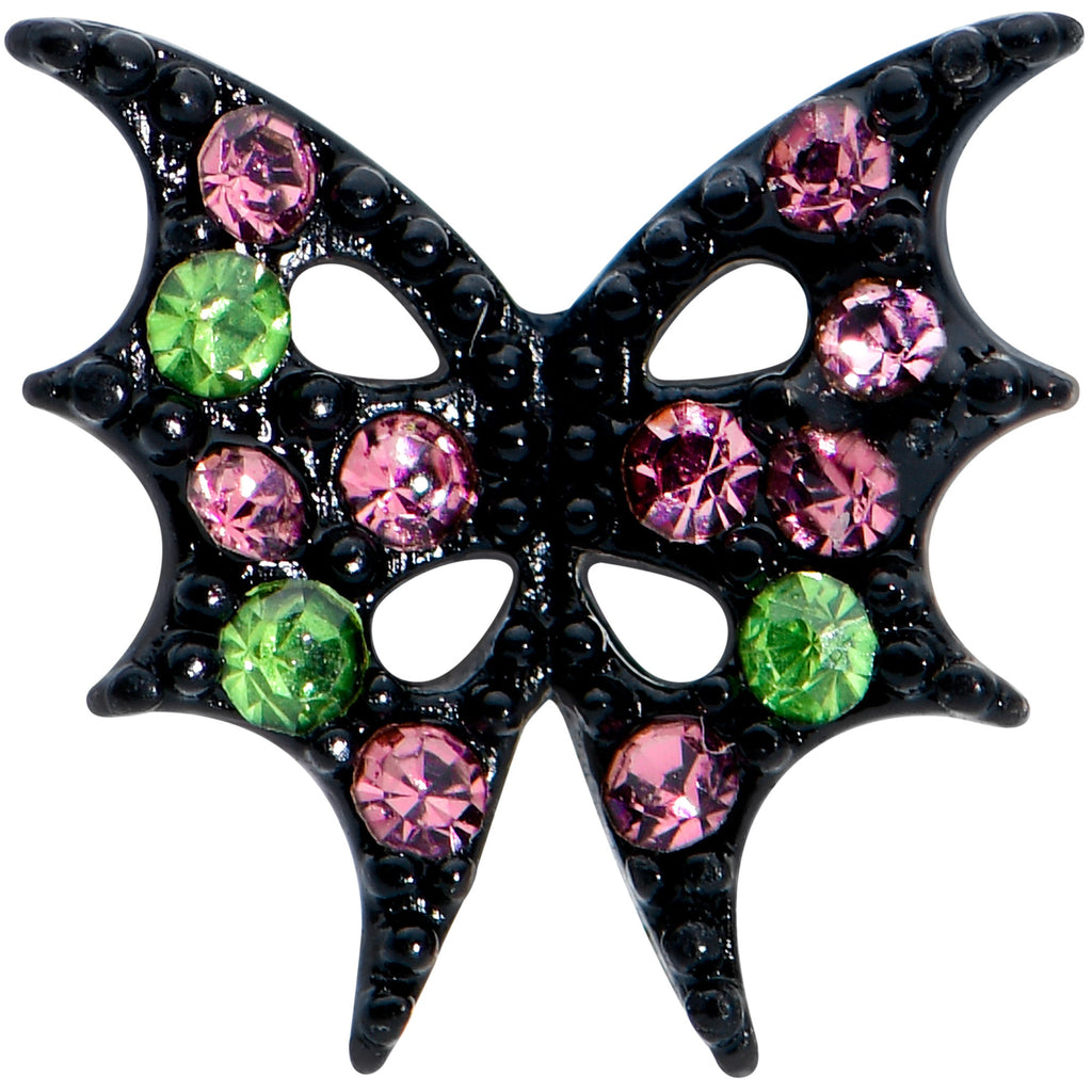 16G 5/16 Pink Green Gem Black Bat Wings Halloween Labret Tragus