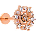16G 5/16 Clear CZ Gem Rose Gold Tone Geometric Web Labret Tragus