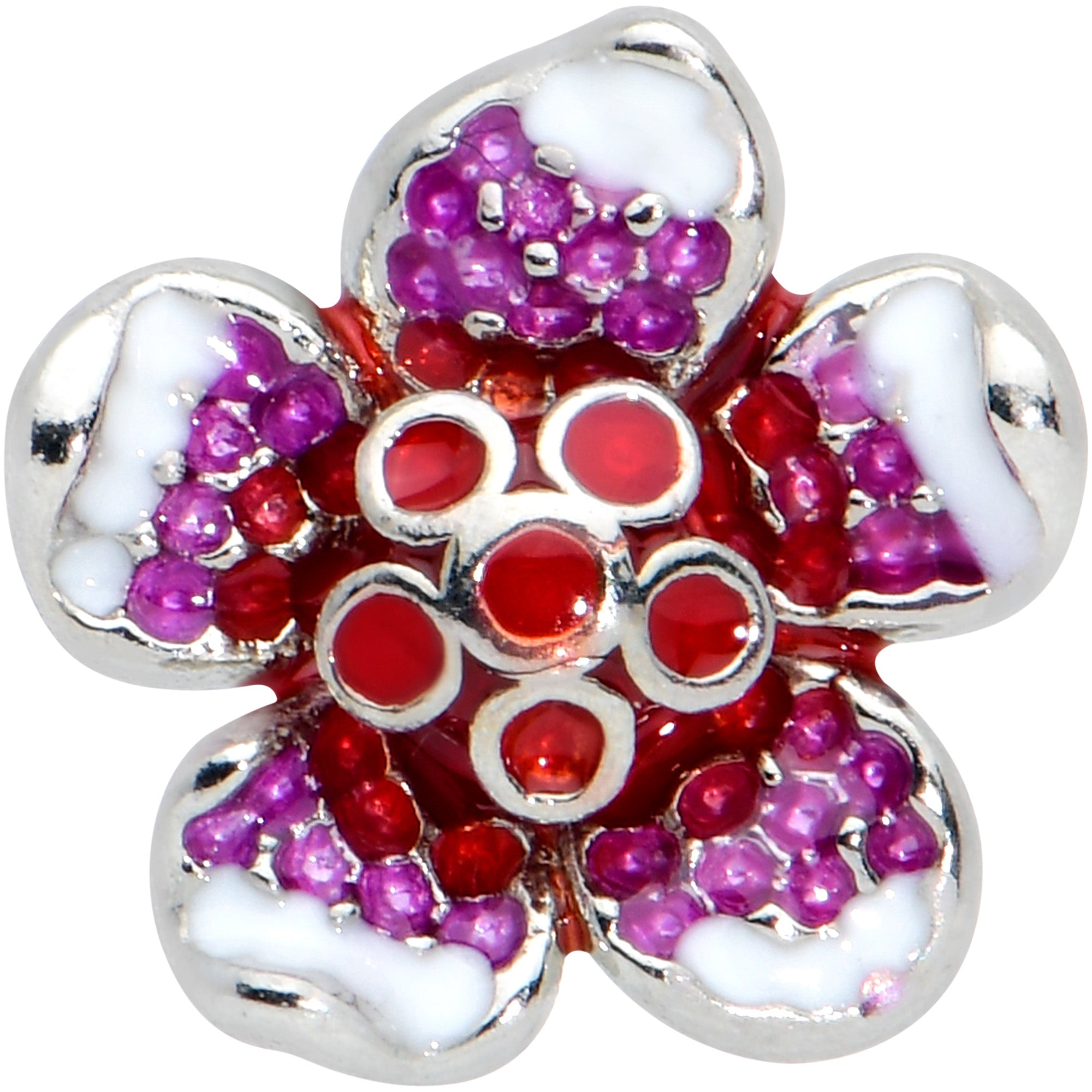 16G 1/4 Purple Red Flower in Flower Cartilage Tragus Earring