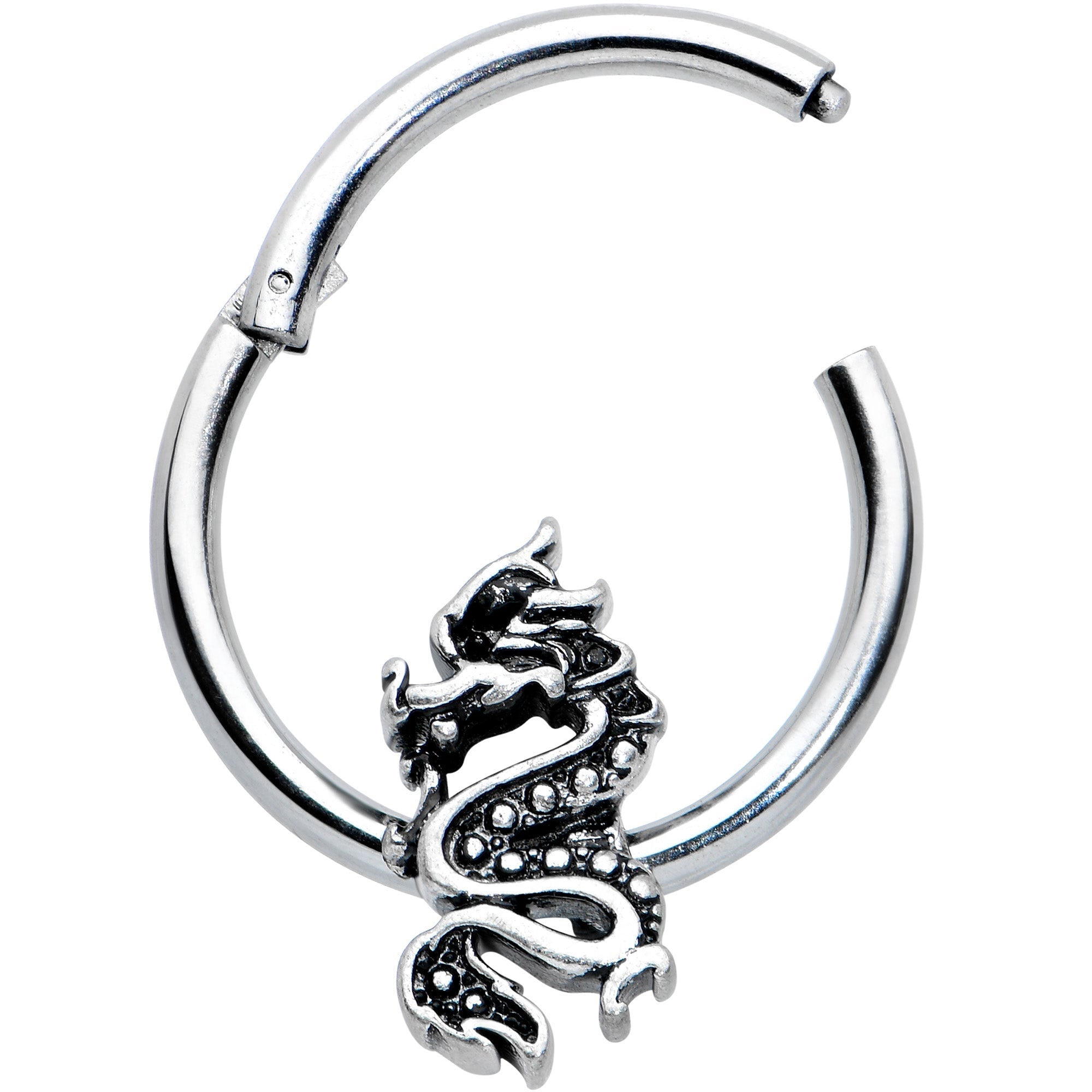16G 3/8 Regal Medieval Dragon Hinged Segment Ring
