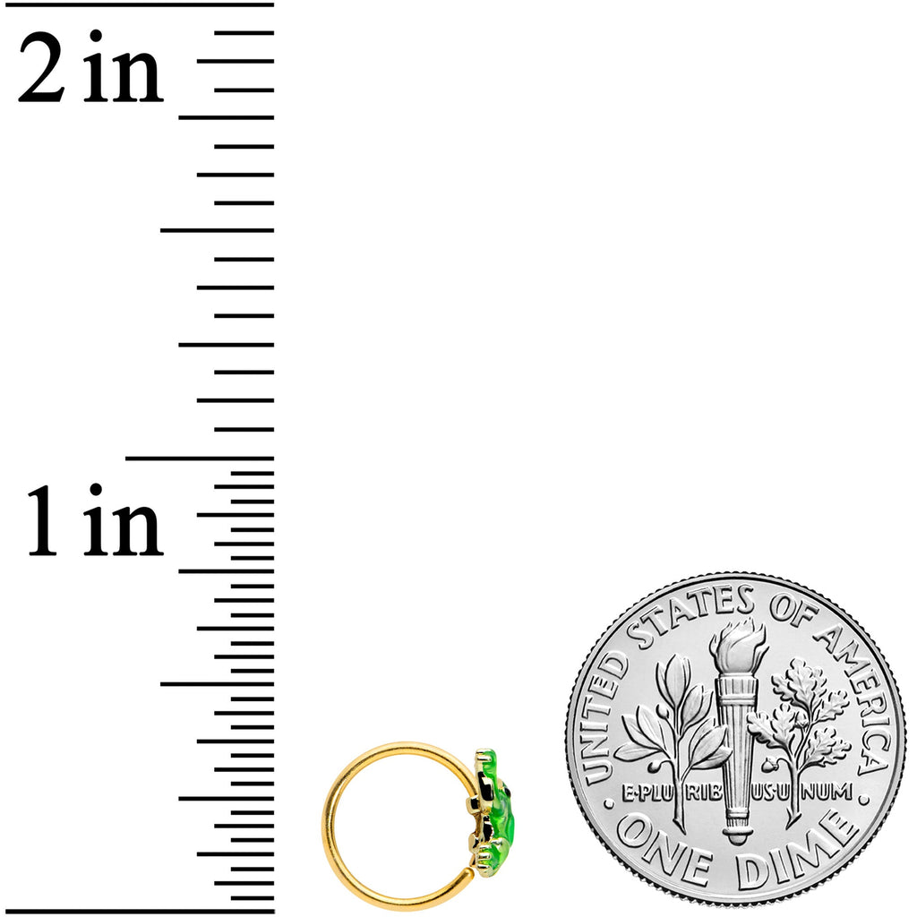20G 5/16 Gold Tone Green Tree Frog Nose Hoop