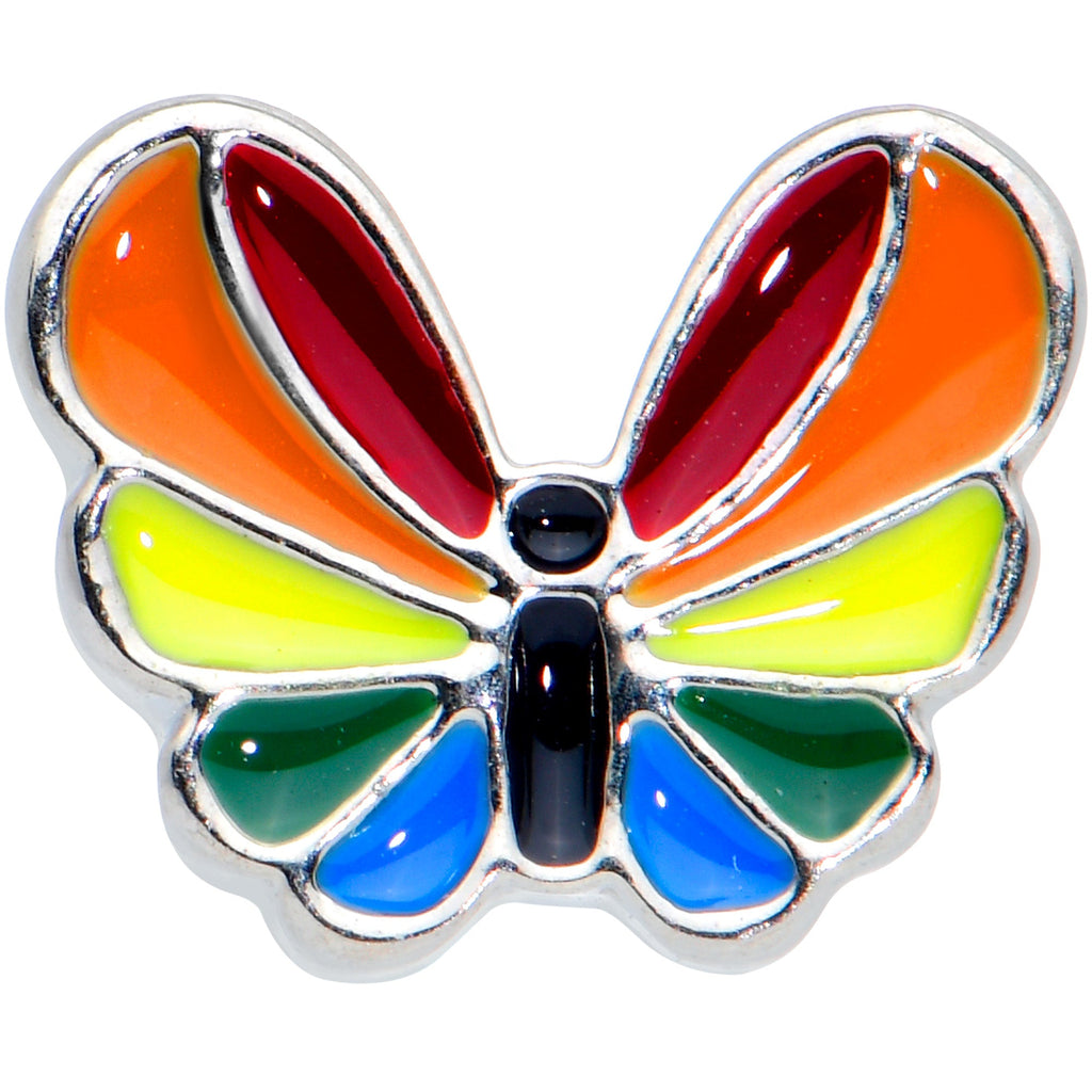 20G 1/4 Pride Rainbow Stripes Butterfly Nose Bone