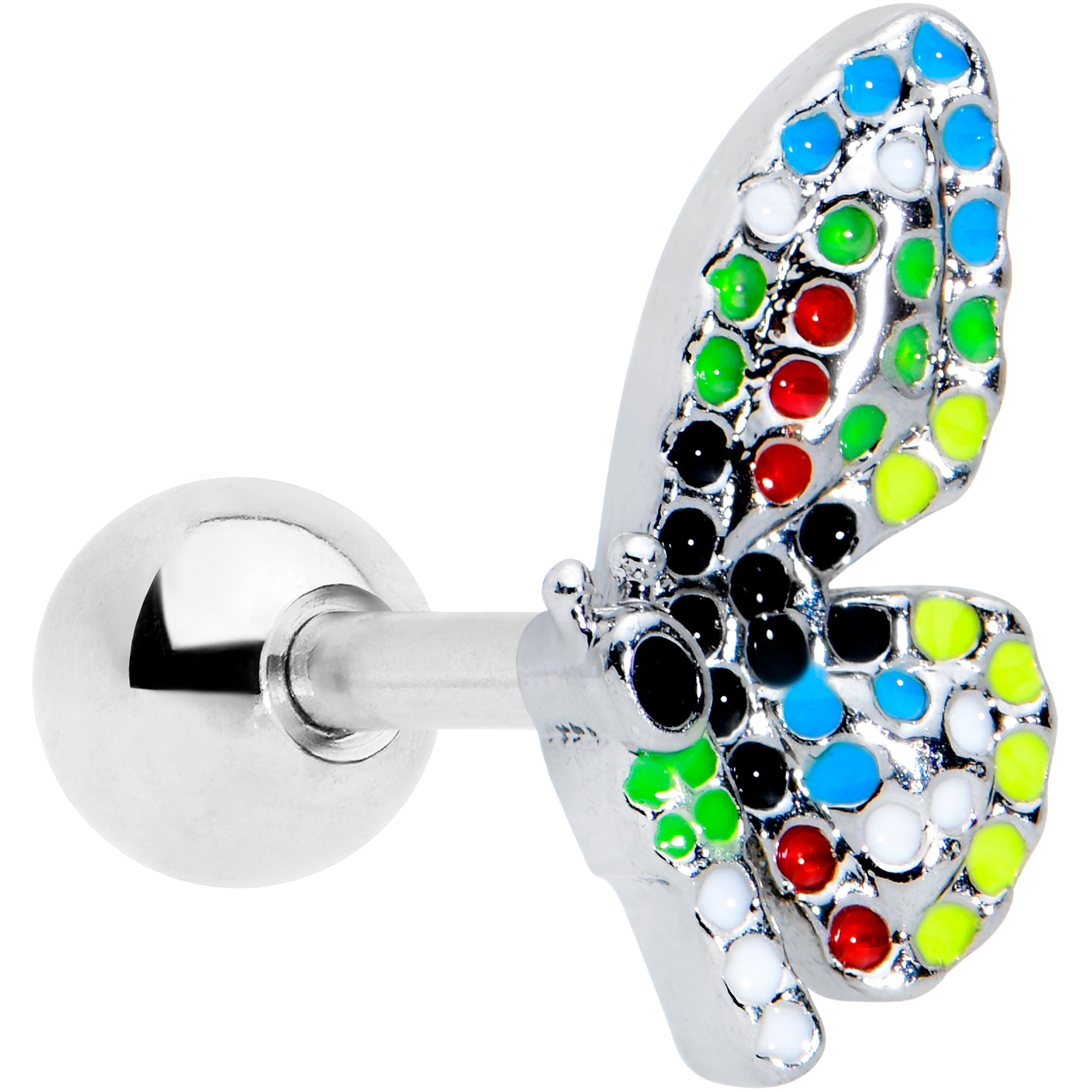 16G 1/4 Mosaic Butterfly Cartilage Tragus Earring