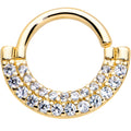 16G 5/16 Clear CZ Gem Gold Tone Double Drama Closure Ring