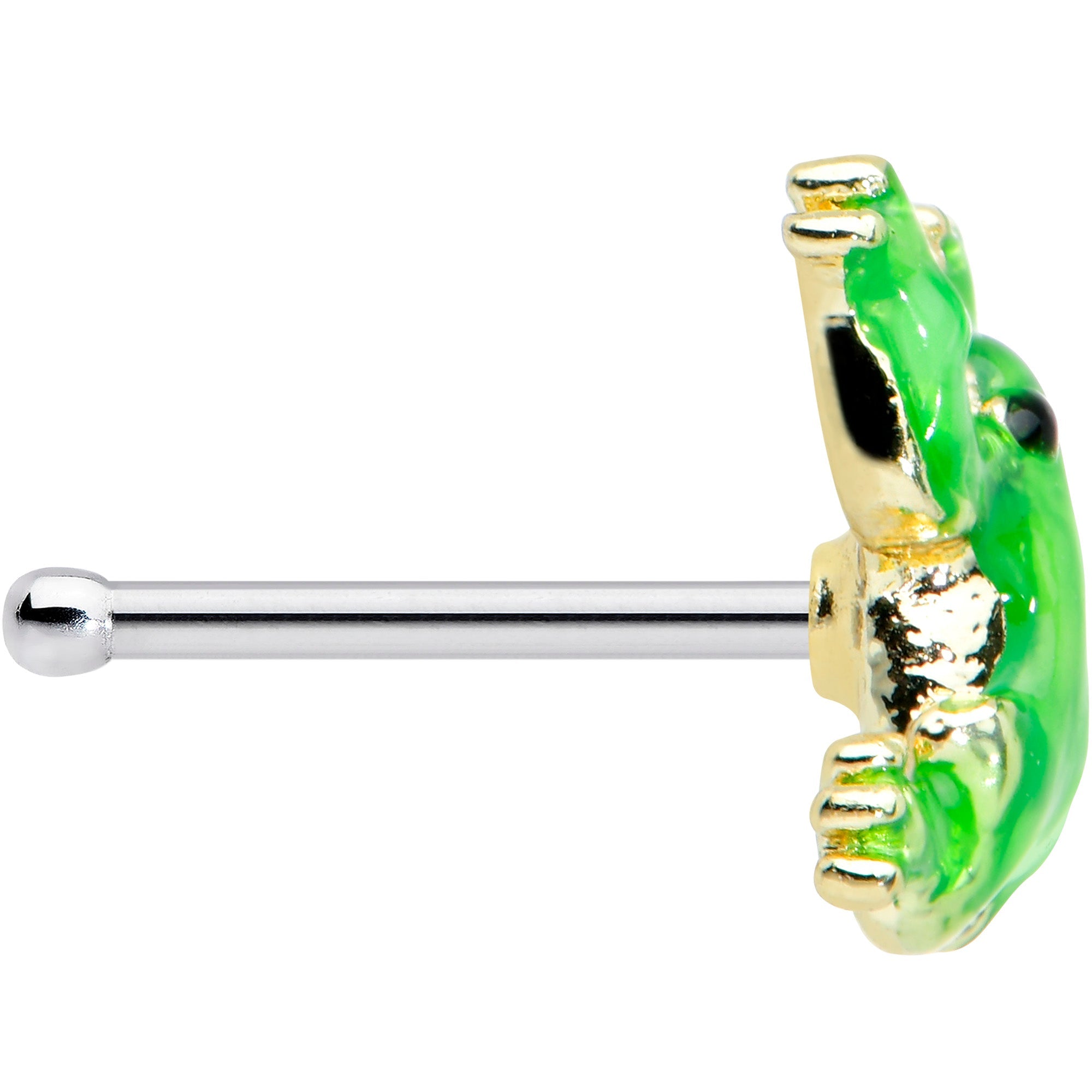 20G 1/4 Happy Green Tree Frog Nose Bone