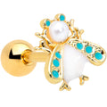 16G 1/4 White Gem Gold Tone Snow Bug Cartilage Tragus Earring