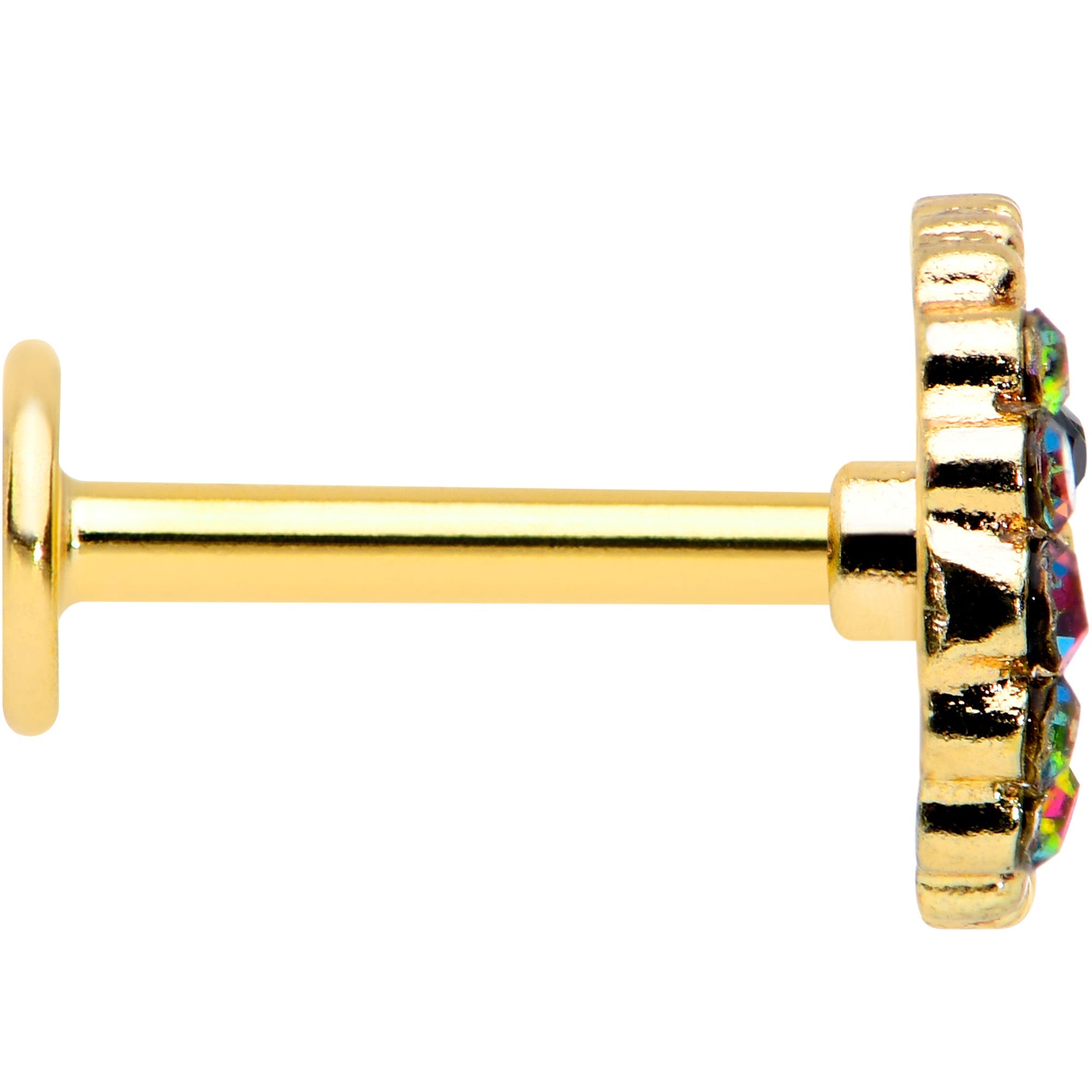 16G 5/16 Aurora Black Gem Gold Tone Owl Moon Labret Monroe Tragus