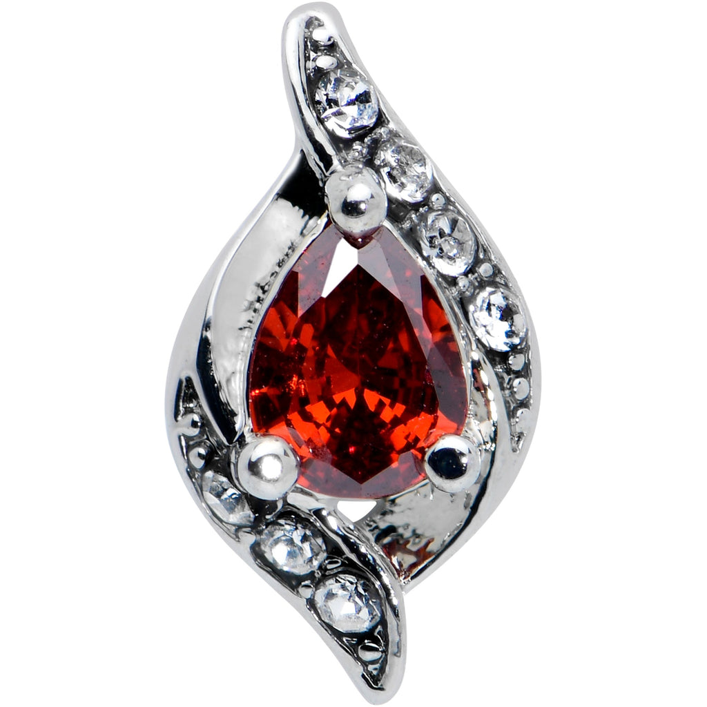 16G 1/4 Clear Red Gem Swirling Oval Labret Monroe Tragus