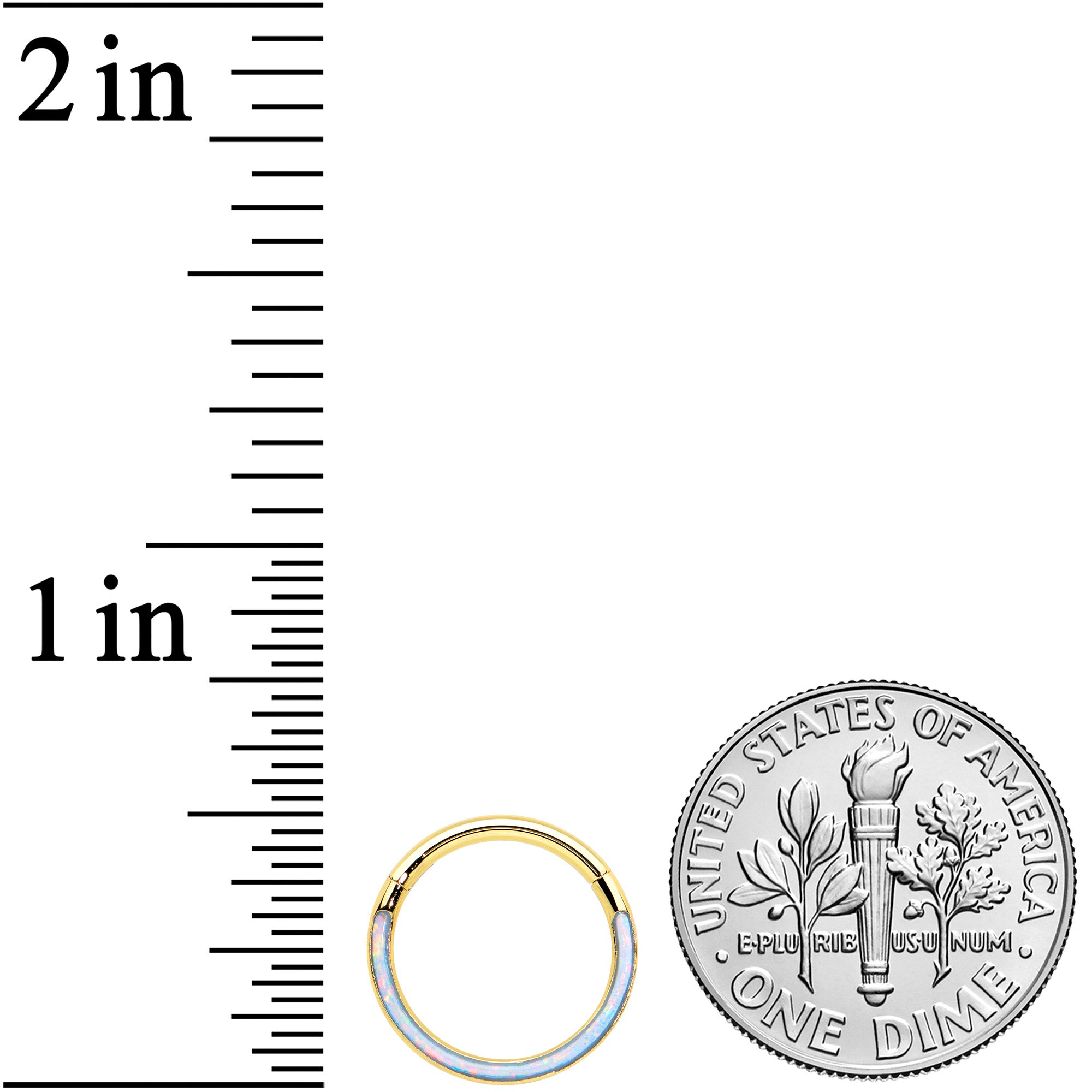16G 3/8 Synth Opal Gold Tone Bottom Curve Hinged Segment Ring