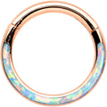16G 5/16 Synth Opal Rosy Tone Bottom Curve Hinged Segment Ring