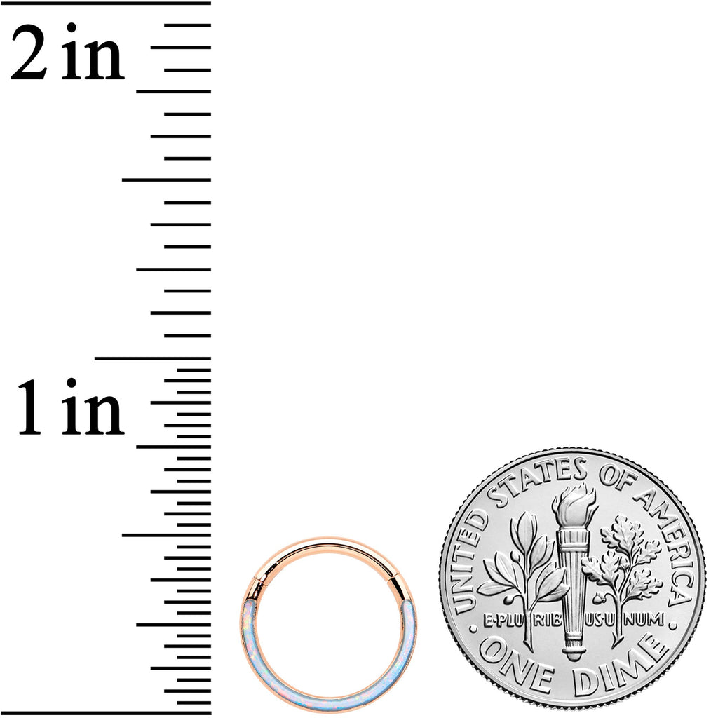 16G 3/8 Synth Opal Rose Gold Tone Bottom Curve Hinge Segment Ring