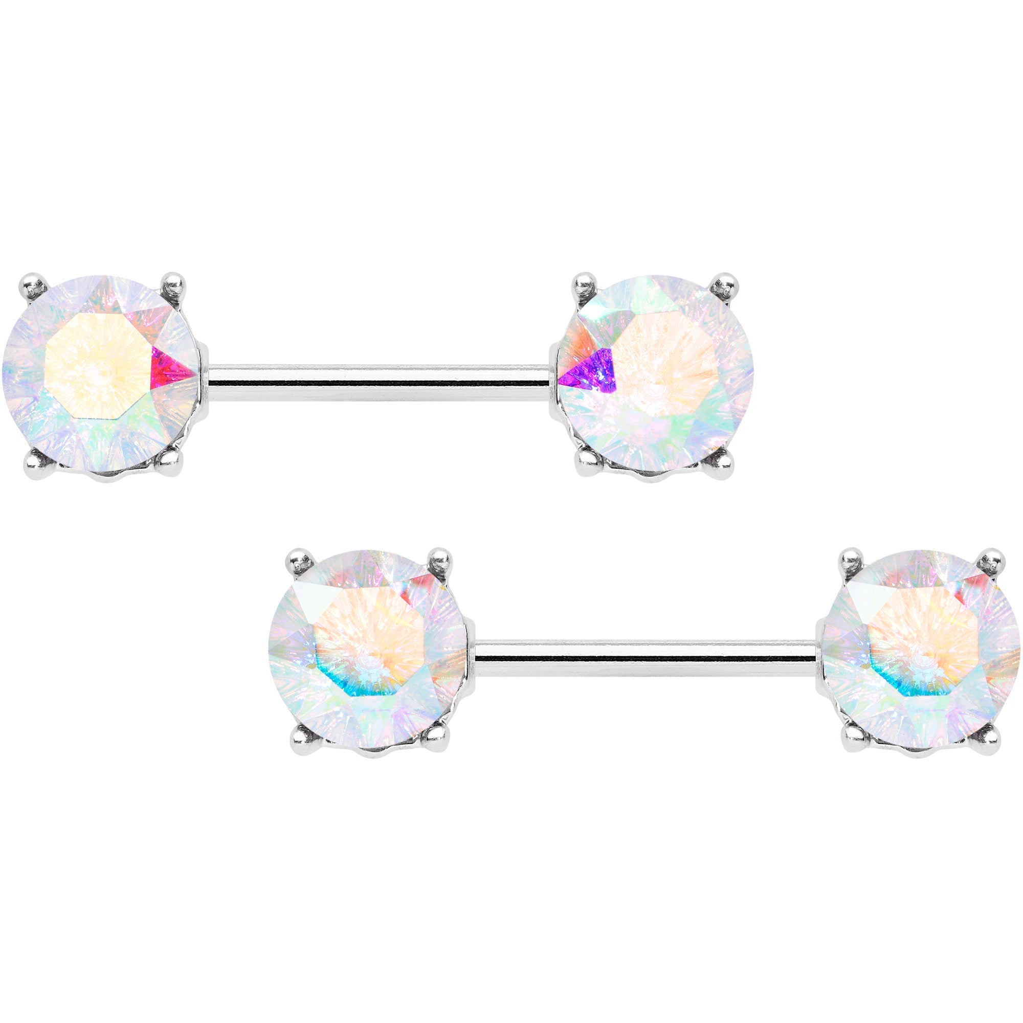 14G 9/16 Aurora Gem Simply Elegant Barbell Nipple Ring Set