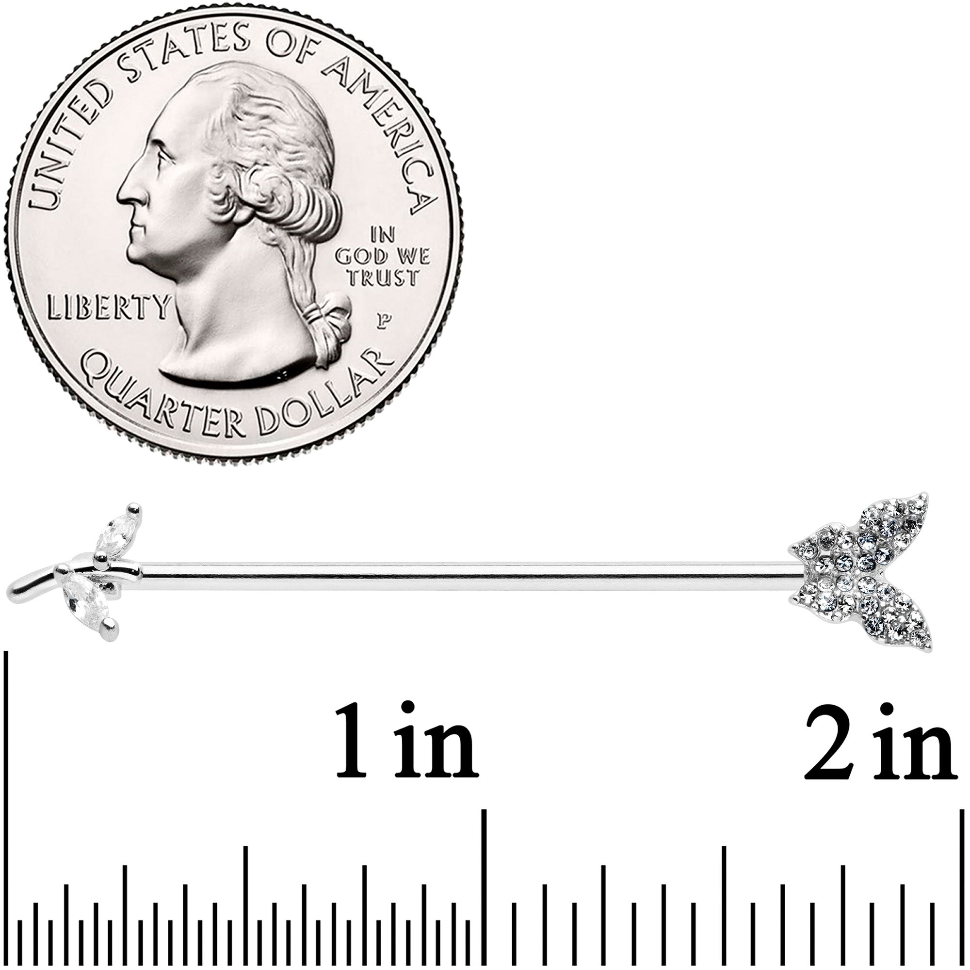 14G Clear CZ Gem Branch Butterfly Industrial Barbell 38mm