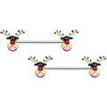14G 9/16 Colorful Reindeer Christmas Barbell Nipple Ring Set