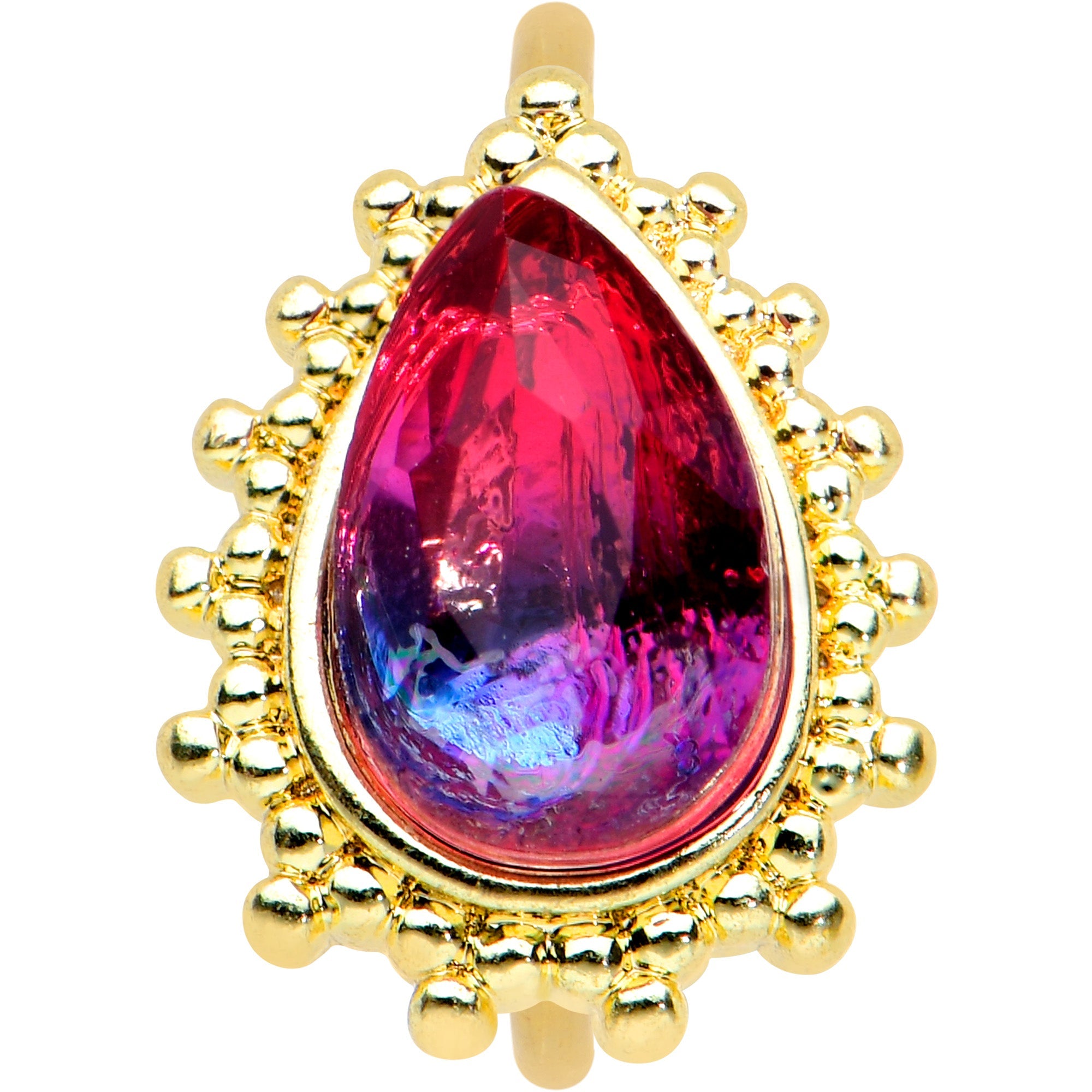20G 5/16 Purple Tourmaline Gold Tone Drop Nose Hoop