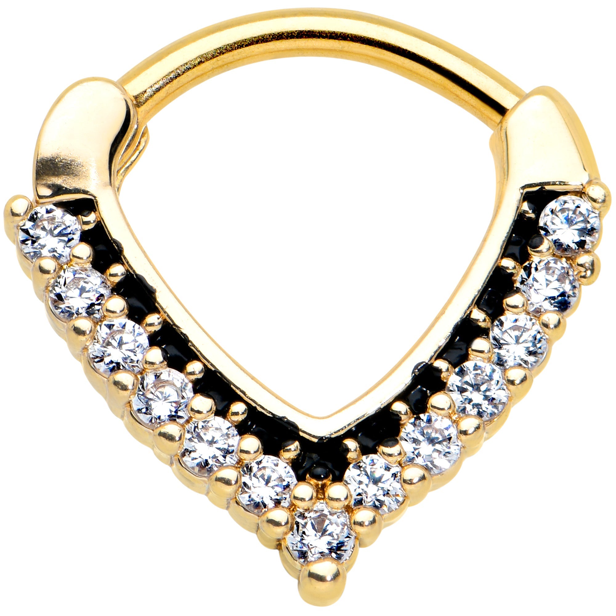 16G 5/16 Clear CZ Gem Gold Tone Classic Chevron Cartilage Clicker