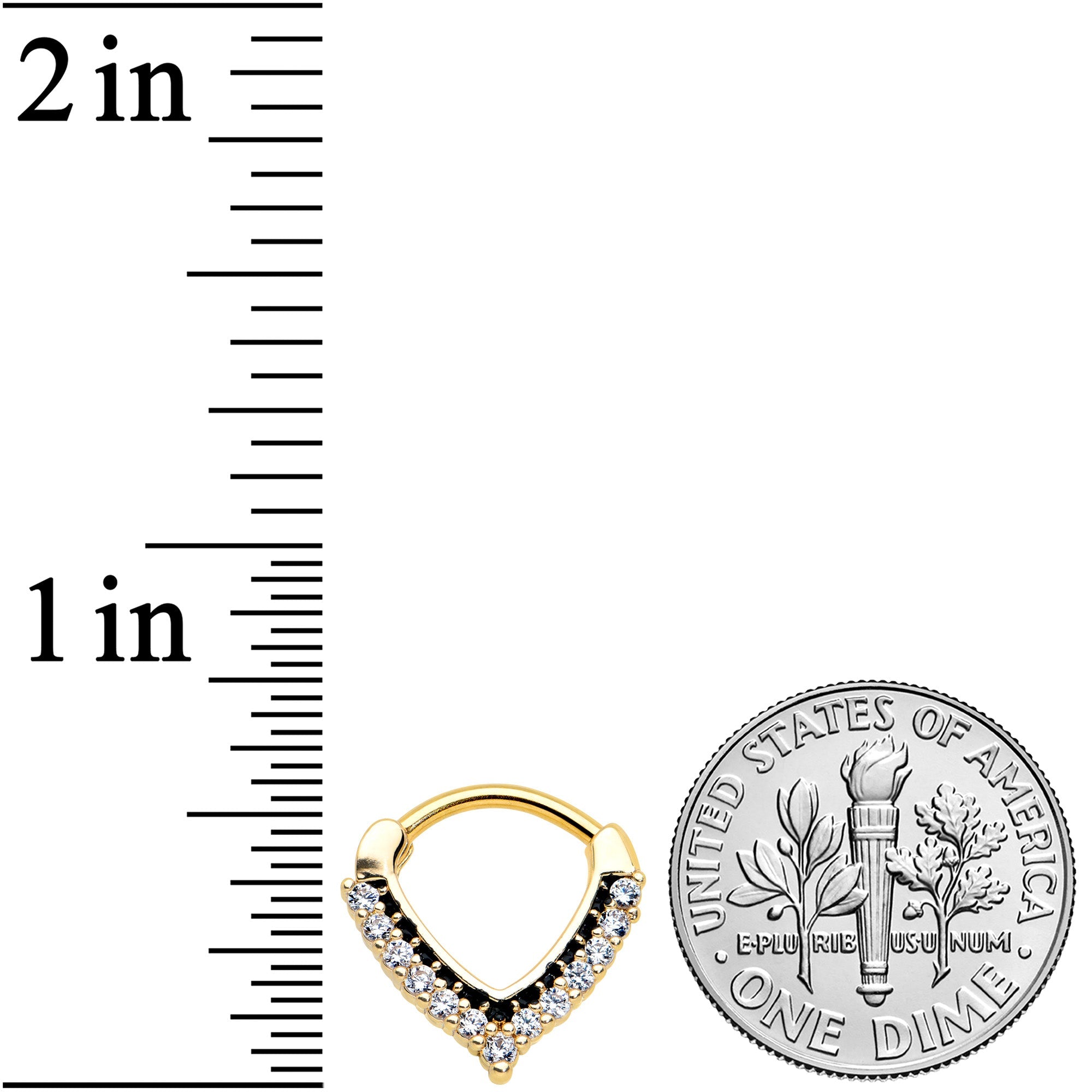 16G 5/16 Clear CZ Gem Gold Tone Classic Chevron Cartilage Clicker