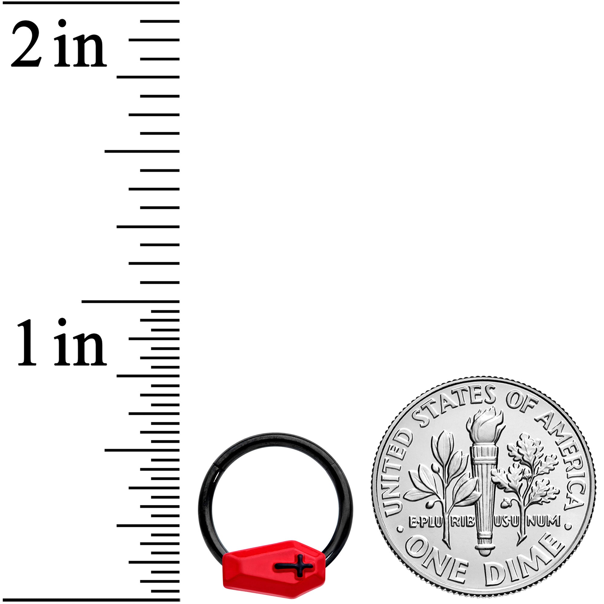 16G 3/8 Black Red Coffin Halloween Segment Ring