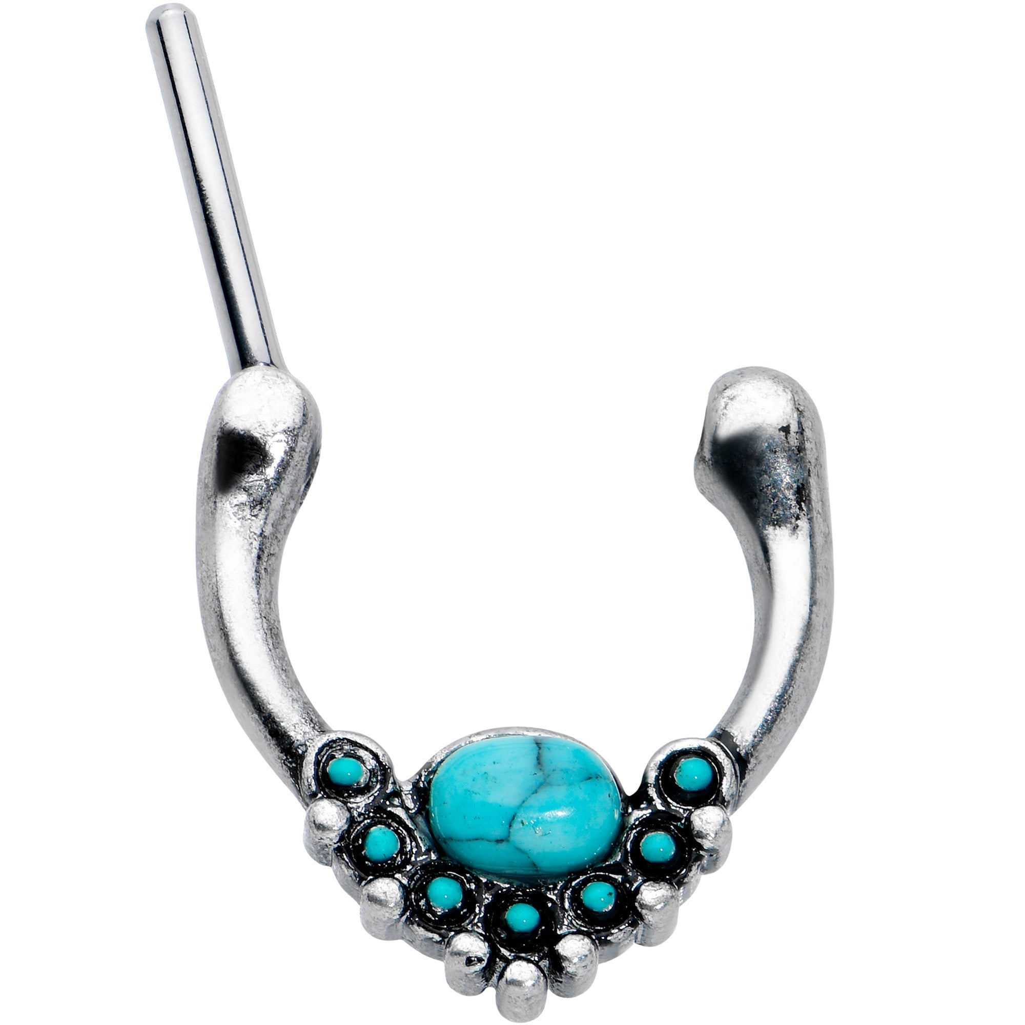 16G 5/16 Blue Turquoise Stone Shield Cartilage Clicker