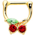 16G 5/16 Red Green Gem Gold Tone Tasty Cherry Cartilage Clicker