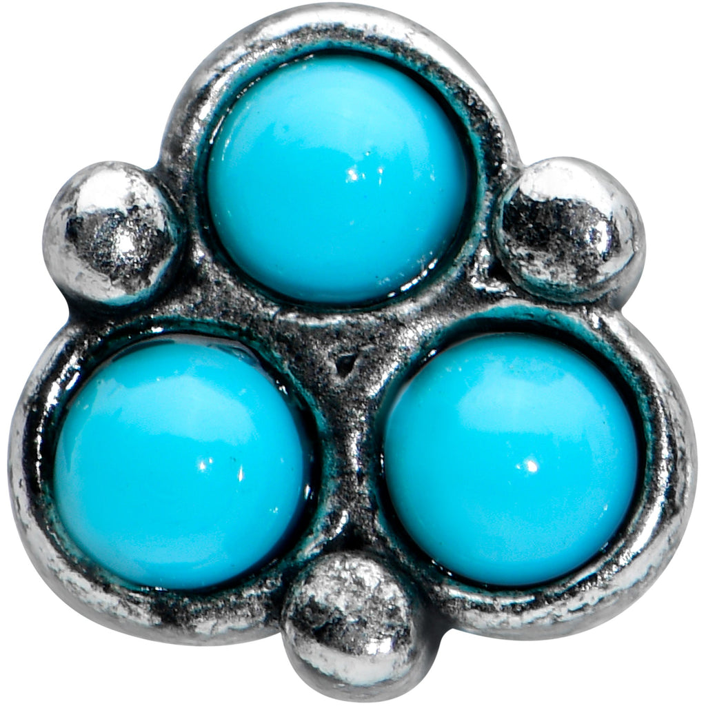16G 1/4 Blue Turquoise Orb Trio Labret Monroe Tragus
