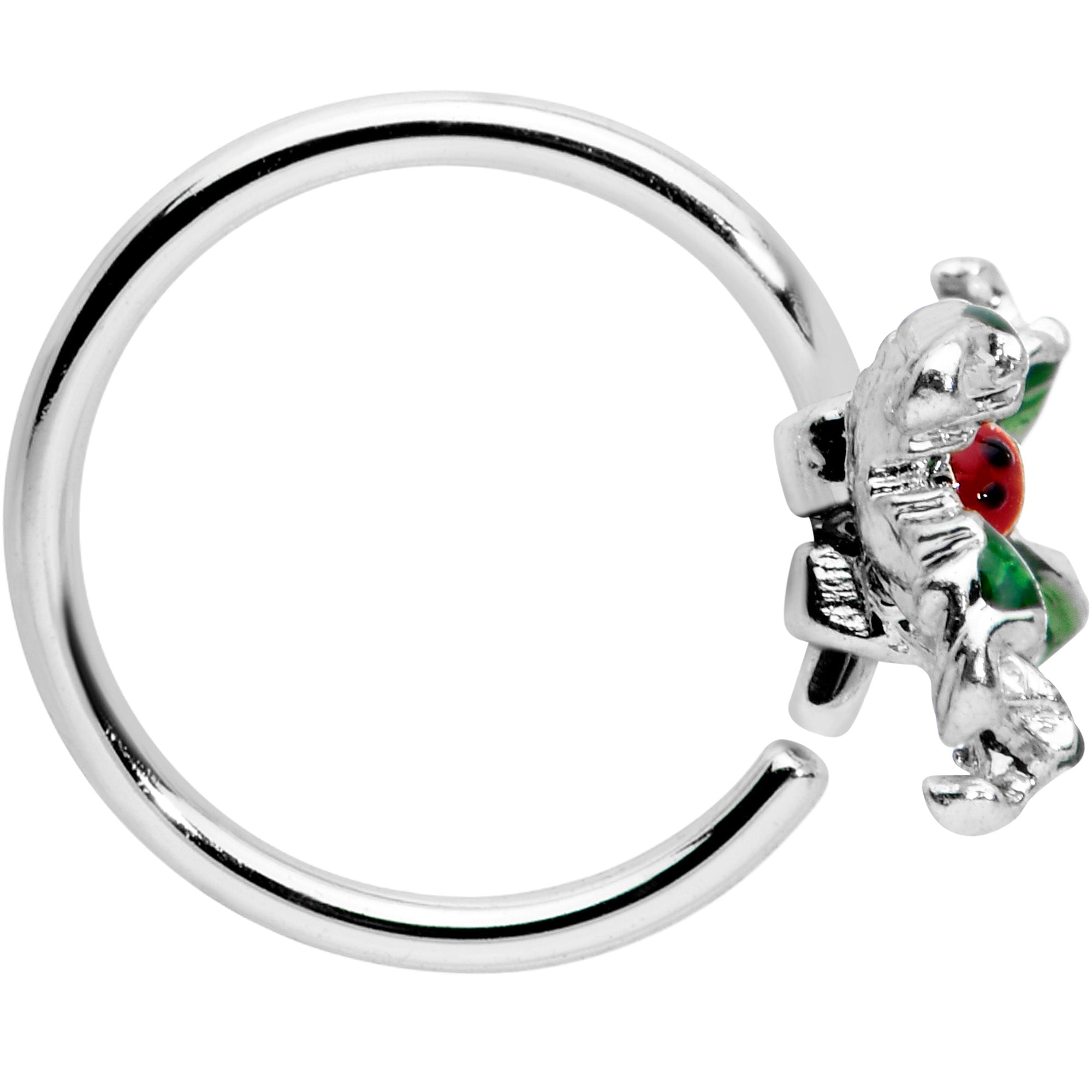 20G 5/16 Tiny Ladybug Leaves Nose Hoop