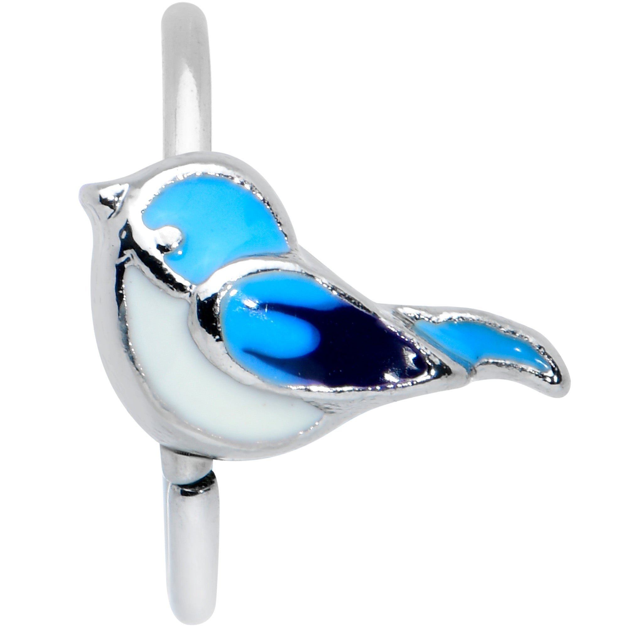 20G 5/16 Happy Little Blue Bird Nose Hoop