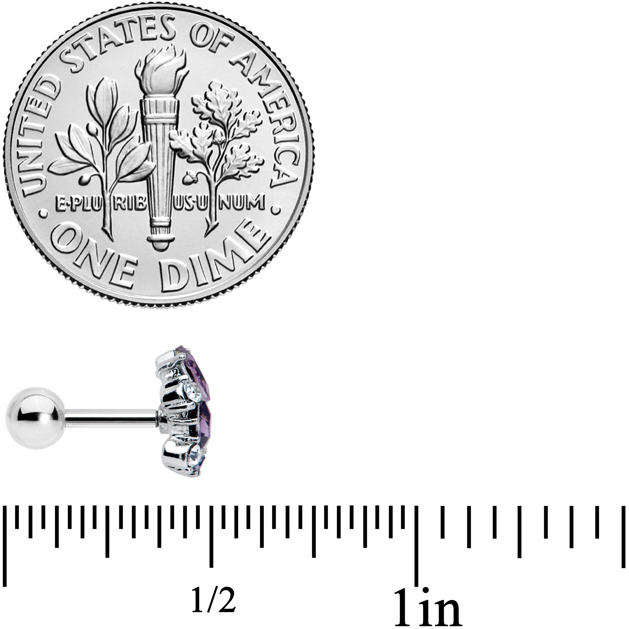 16G 1/4 Clear Purple Gem Abstract Elegance Cartilage Tragus