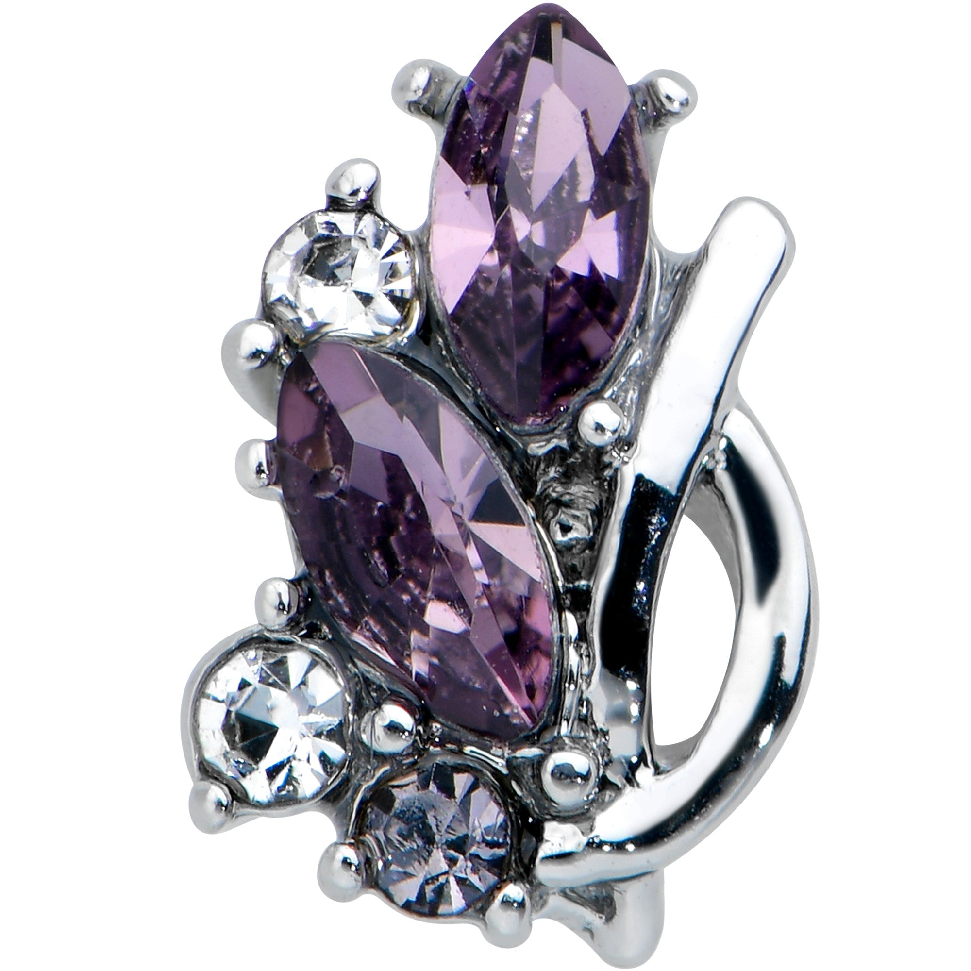16G 5/16 Clear Purple Gem Abstract Elegance Labret Monroe Tragus
