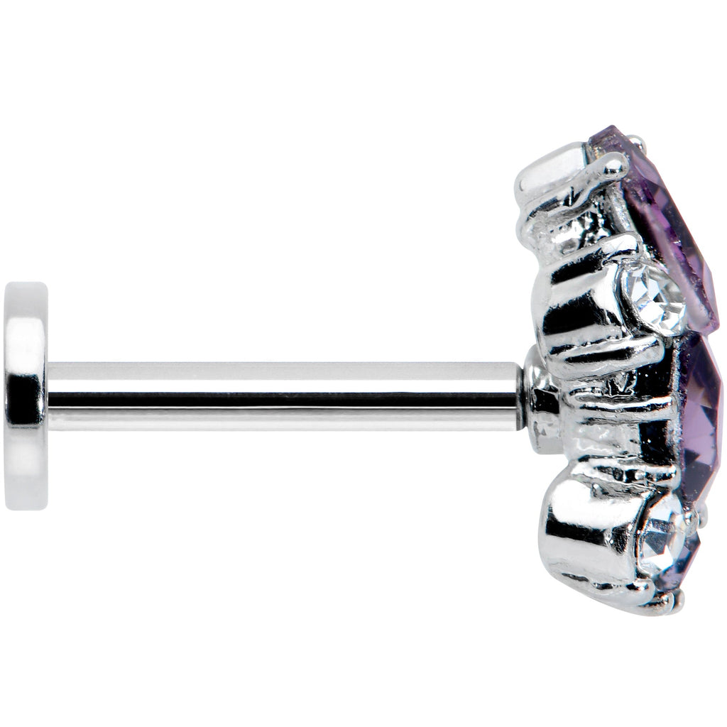 16G 5/16 Clear Purple Gem Abstract Elegance Labret Monroe Tragus