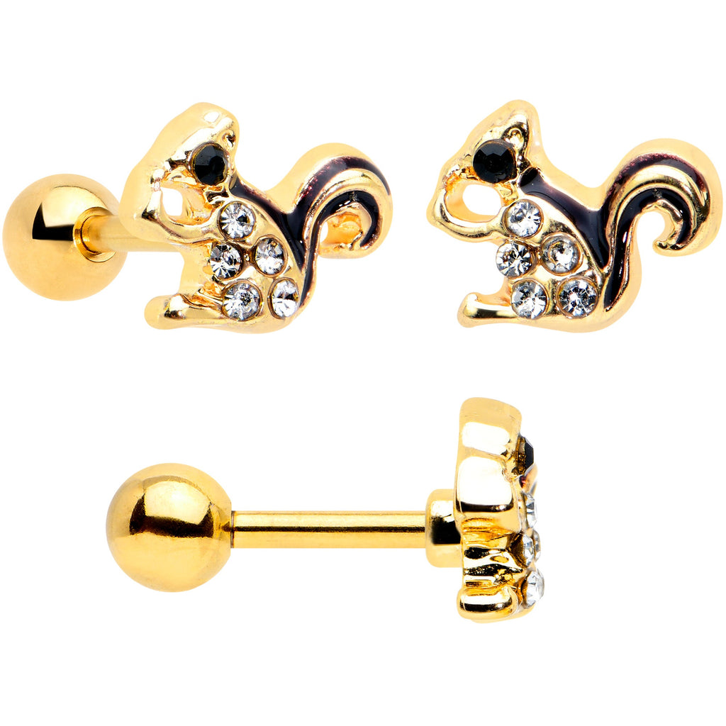16G 1/4 Clear Gem Gold Hue Autumn Acorn Cartilage Tragus Set of 3
