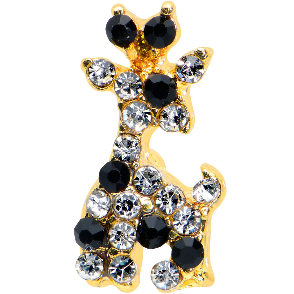 16G 5/16 Black Gem Gold Tone Decadent Deer Labret Monroe Tragus
