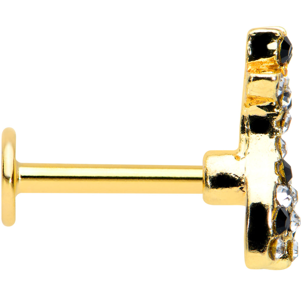 16G 5/16 Black Gem Gold Tone Decadent Deer Labret Monroe Tragus