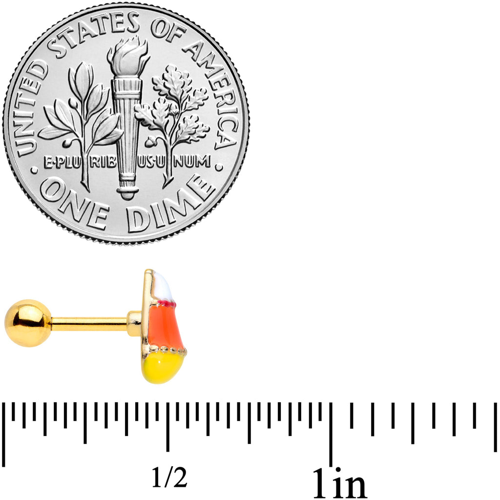 16G 1/4 Gold Tone Candy Corn Halloween Cartilage Tragus Earring